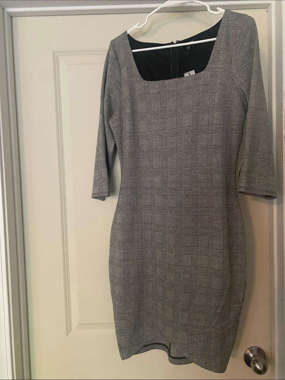 Express Black and White Plaid Dress with Square Neckline size Medium NWT!